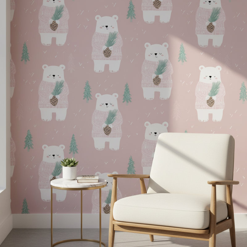 Murale rose moderne Modern Bears