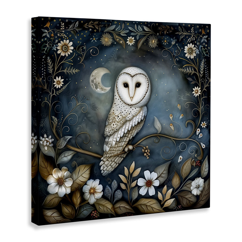 Art mural sur toile White Owl Forest par The Dutch Lady, H 17 po x l 17 po