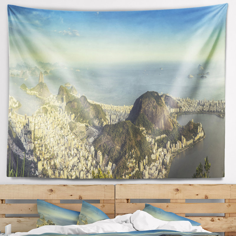 Paysage Rio De Janeiro avec tapisserie Copacabana, H 32 po x l 39 po
