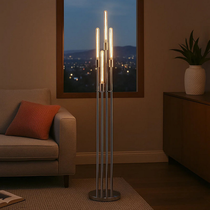 Lampe sur pied à branches en nickel 59 po Jaenicke
