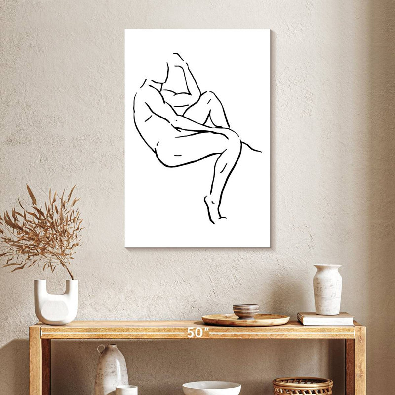 Leisha, dessin du corps de l'homme II - noir et blanc, H 36 po x l 24 po