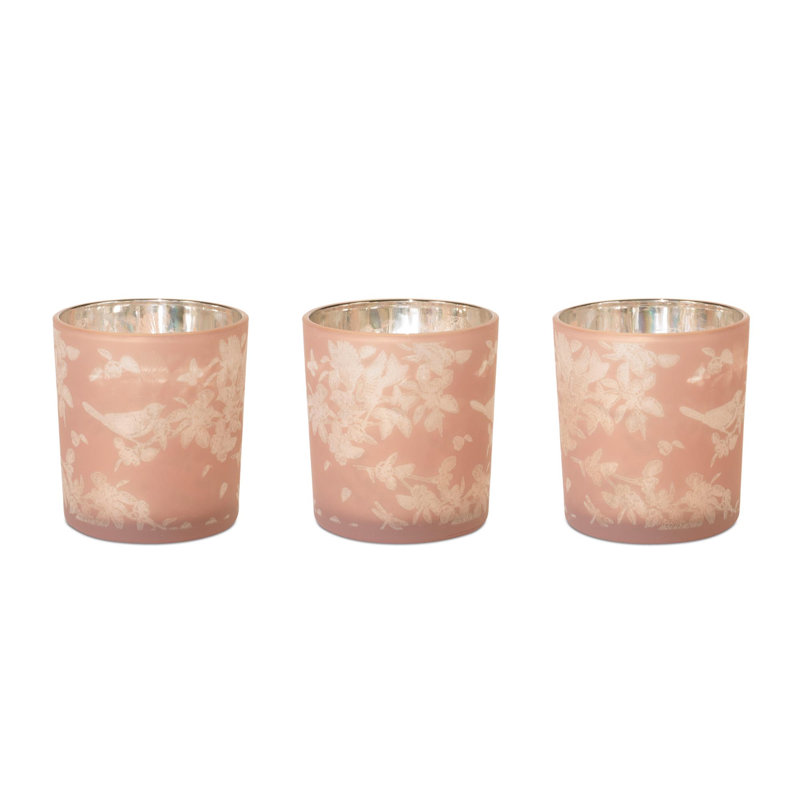 Bird and Floral Print Votive Holder