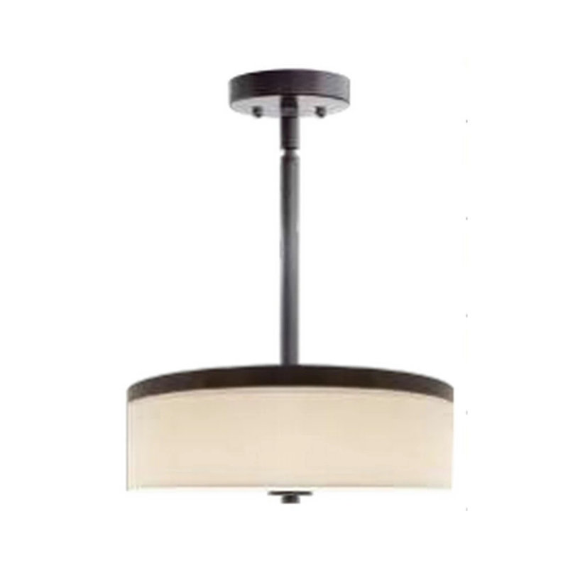 Luminaire suspendu tambour unique à 1 lumière Faylinn, Nickel brossé