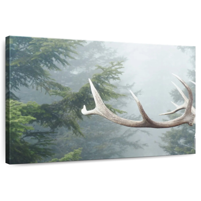 Bois de cerf et pins, H 8 po x l 12 po
