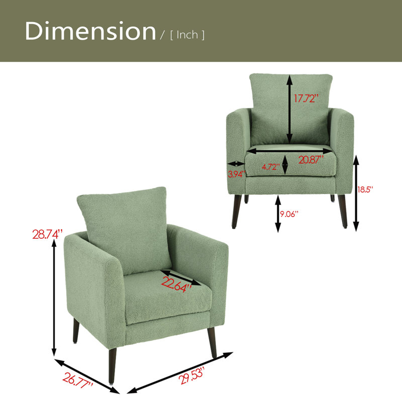 Fauteuil demi-tonneau en tissu Teddy, Ours en peluche vert