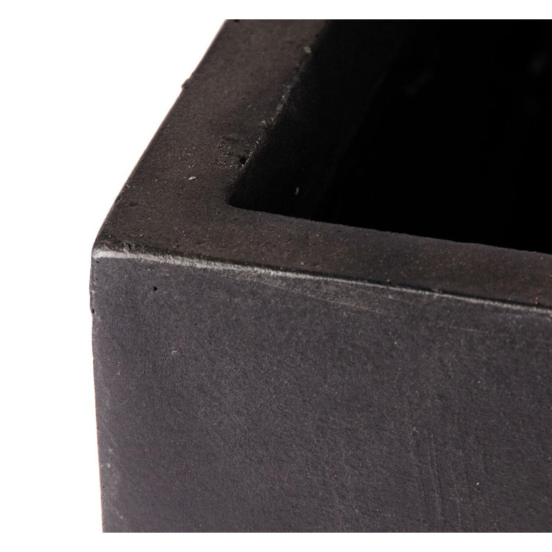Concrete Effect Square Planter, Frostproof Reinforced Stone Outdoor Plant Pot, Garden Planter Box with Drainage Holes, White