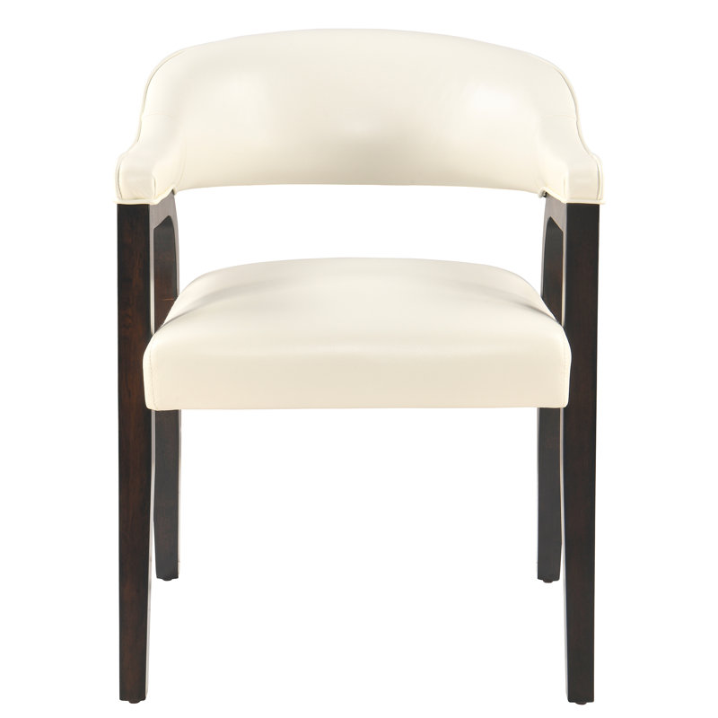 LUMERA Collection Single Mid-Century Modern Dining Chairs, Upholstered Faux Leather, Solid Wood Frame, Comfortable Kitchen & Dining Room Seating Cream White