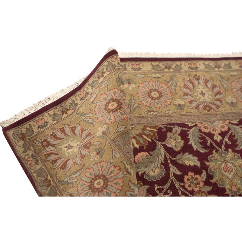 Hand Knotted Wool Area Rug in Red And Gold