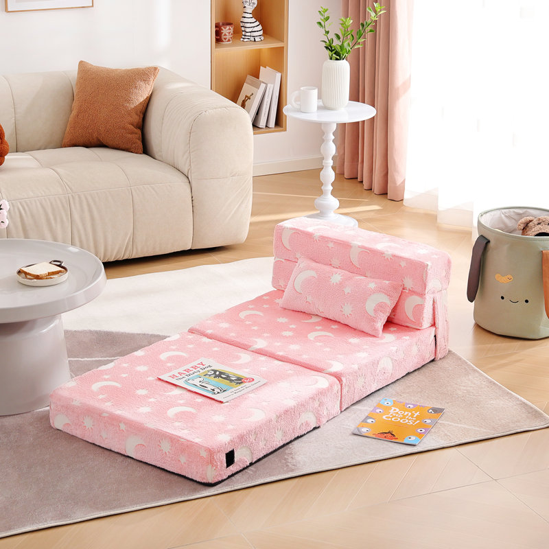 Kids Sofa Foldable Floor Mattress, Toddler Floor Fold Out Couch Sofa Bed, Child Futon Folding Chair Floor Bed With Storage Bag