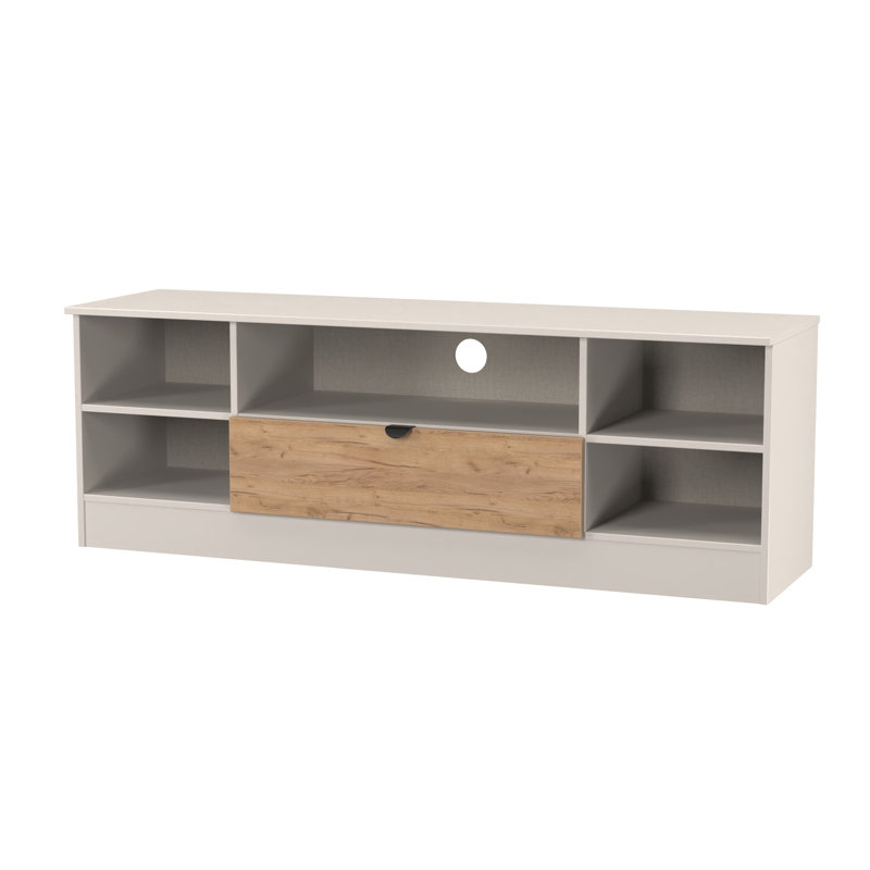 Sunehri Corner TV Unit, 50cm H x 144cm L x 39cm W, Oak/White