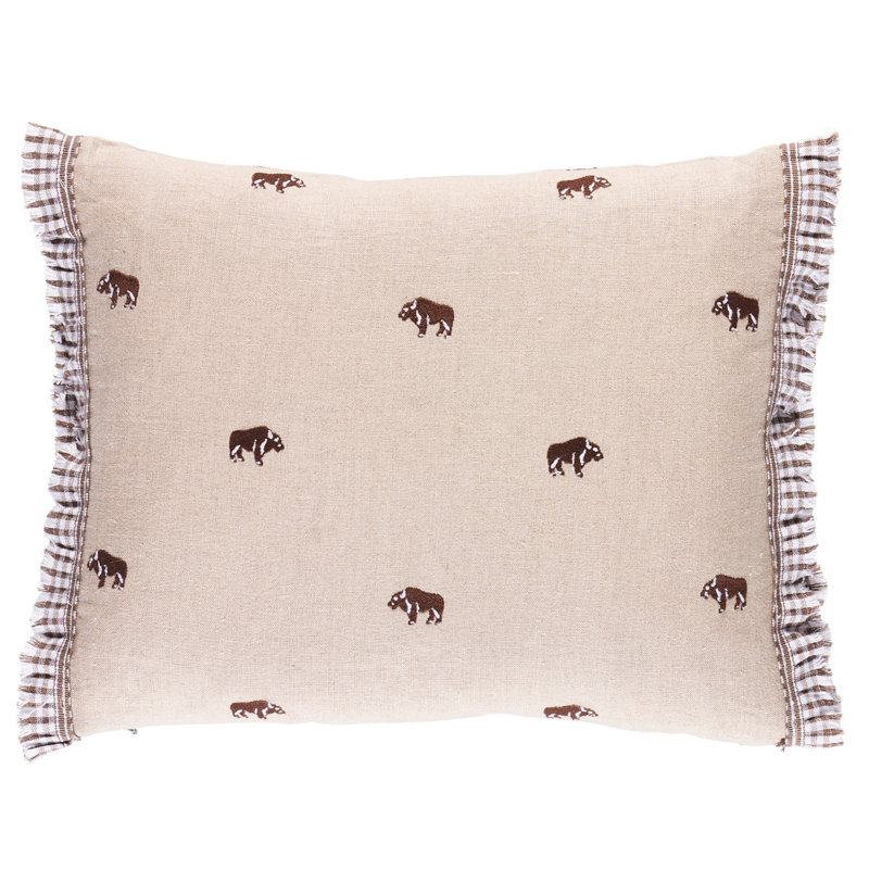 Schumacher x Marie-Chantal Buffalo Embroidery Pillow, 12" H x 18" W