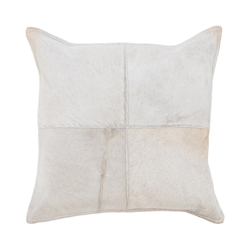 Canada 20" Natural Hide Throw Pillow, Chestnut, Ivory