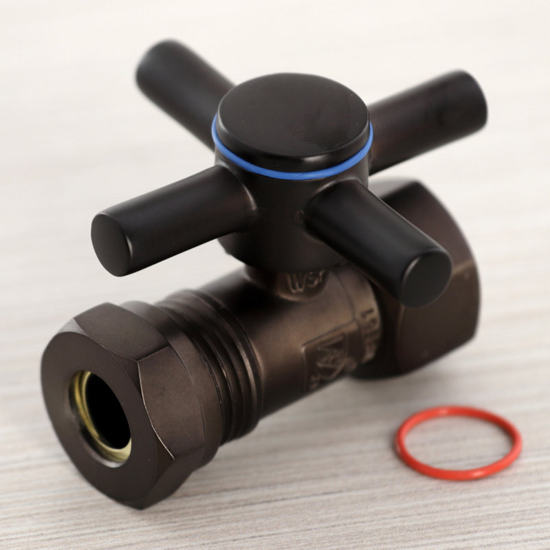 Kingston Brass Concord 1/2-Inch FIP x 1/2 or 7/16-Inch Slip Joint Quarter-Turn Straight Stop Valve, Oil Rubbed Bronze