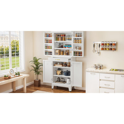 Steel Pantry Cabinet With Adjustable Shelves And Drawer