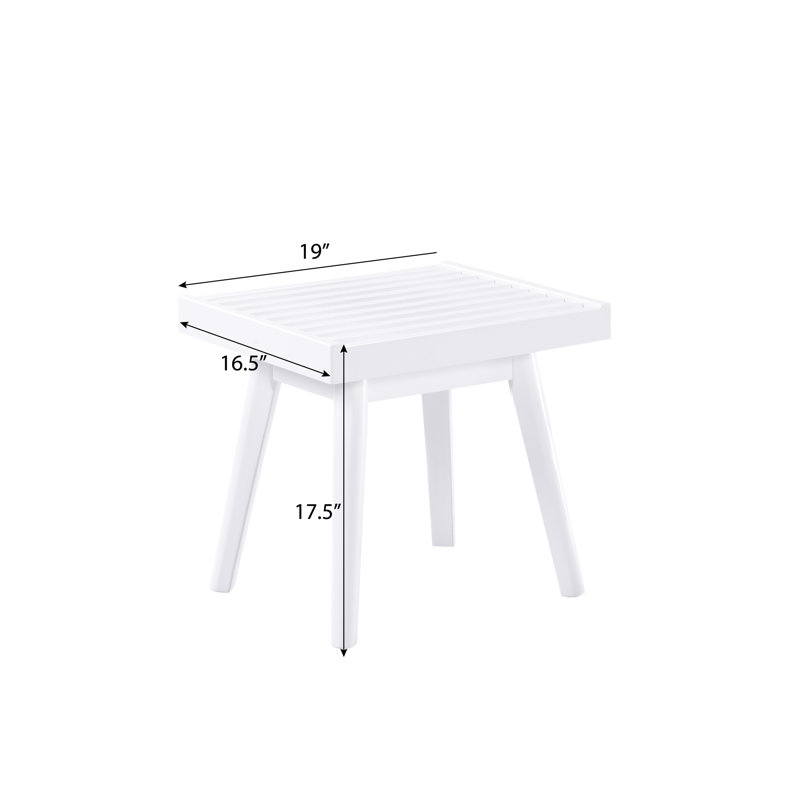 White Solid Wood Bench With Slatted , 19-Inch - Adds Luxury To Home In White, A Contemporary Look Decor