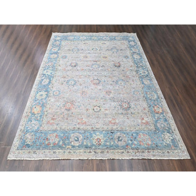 Tapis oriental 12 pi x 14 pi 9 po, rose, noué à la main, motif Ziegler Mahal, velours zéro, délavé, laine pure, très grand, très grand tapis oriental, très grand