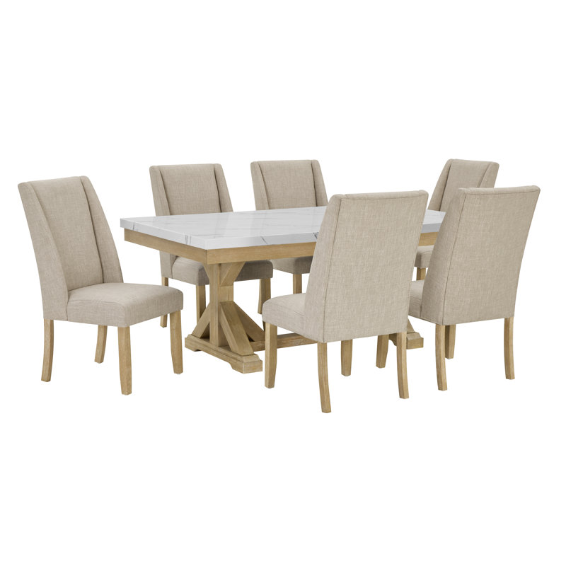 Ensemble de salle à manger rustique en faux marbre, 7