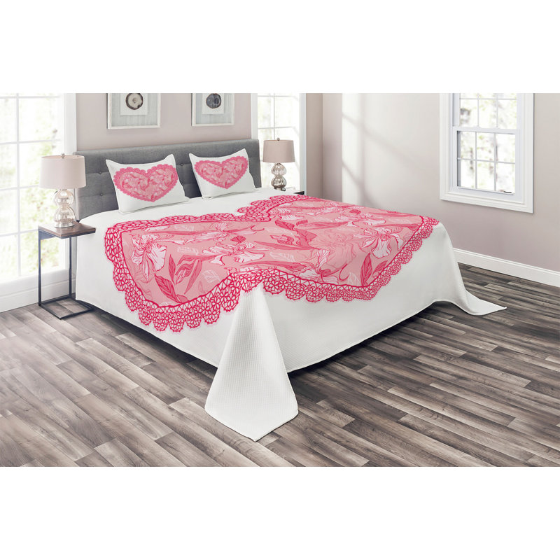 Love Farmhouse / Country Polyester Coverlet, King Bedspread + 2 Shams