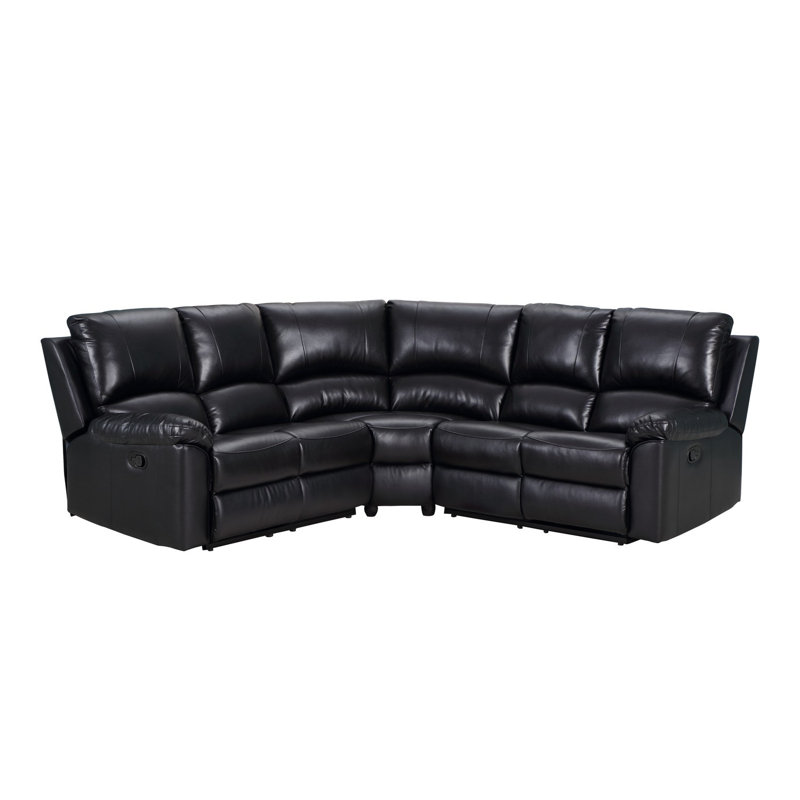 Canapé modulaire inclinable en U en mélange de polyester noir Hartzog
