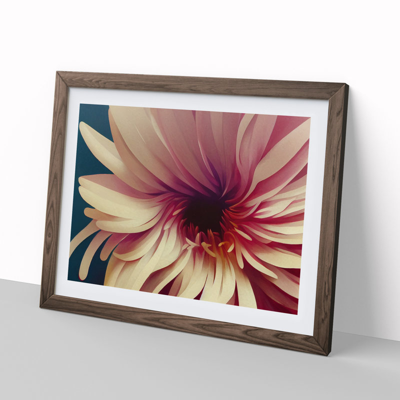 Lively Flower - Single Picture Frame Print, 46cm H x 64cm W x 2cm D, Walnut