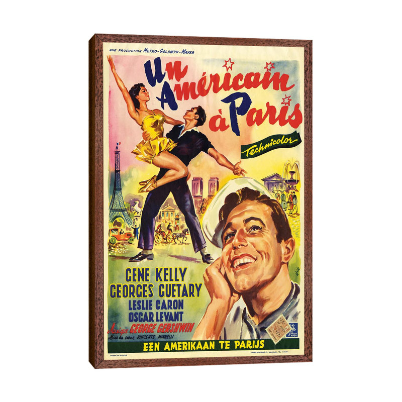 1951 an American in Paris Movie Poster 1 Piece Wall Art on Canvas, 101.6cm H x 66.04cm W x 3.81cm D