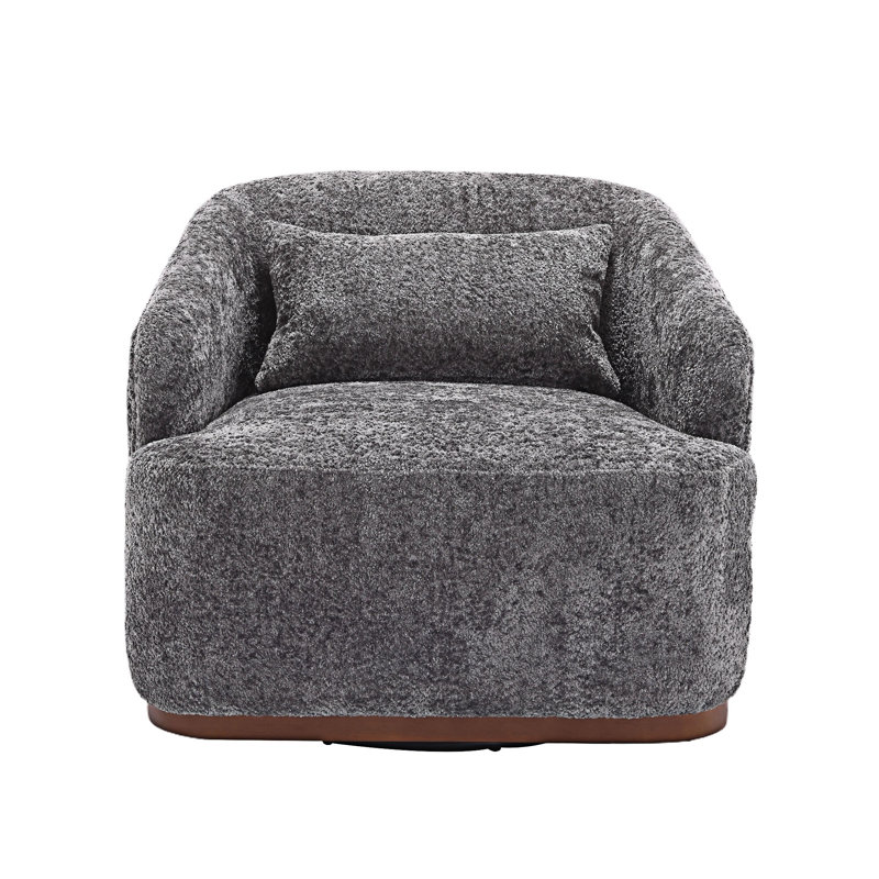 360 Degree Swivel Barrel Club Chair, Gray Chenille