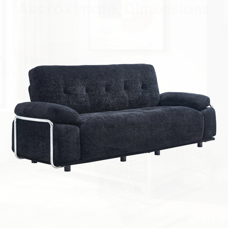 Canapé moderne avec coussins de siège et de dossier à compression, structure à accoudoirs en acier pour la durabilité, tissu chenille pour le confort