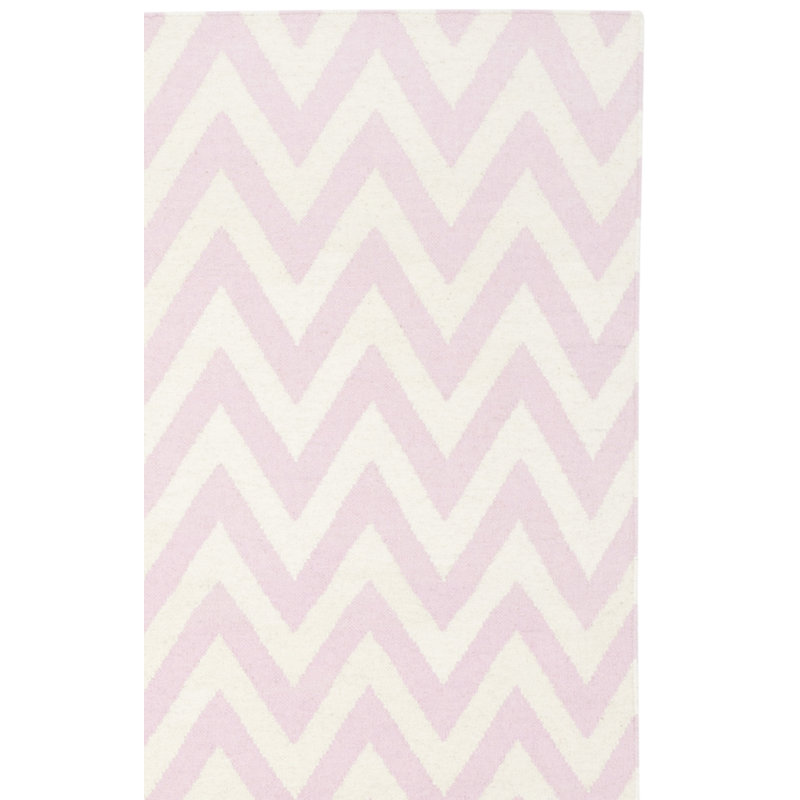 Tapis ivoire / rose en laine et coton à tissage plat Bogner, Tapis de couloir 2 pi 6 po x 10 pi