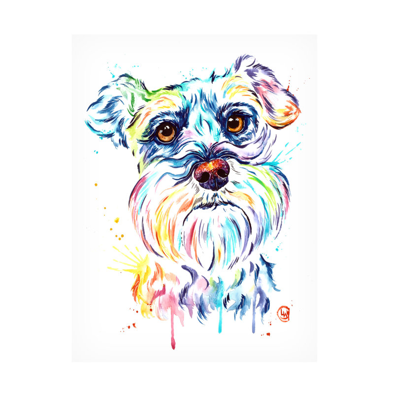 Lisa Whitehouse Schnauzer, art sur toile, H 19 po x l 14 po