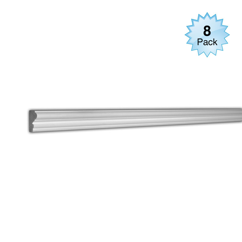 1-5/8 in x 1/2 in x 96 in Plain Recycled Polystyrene Panel Moulding Pro Pack 64 LF (Set of 8)