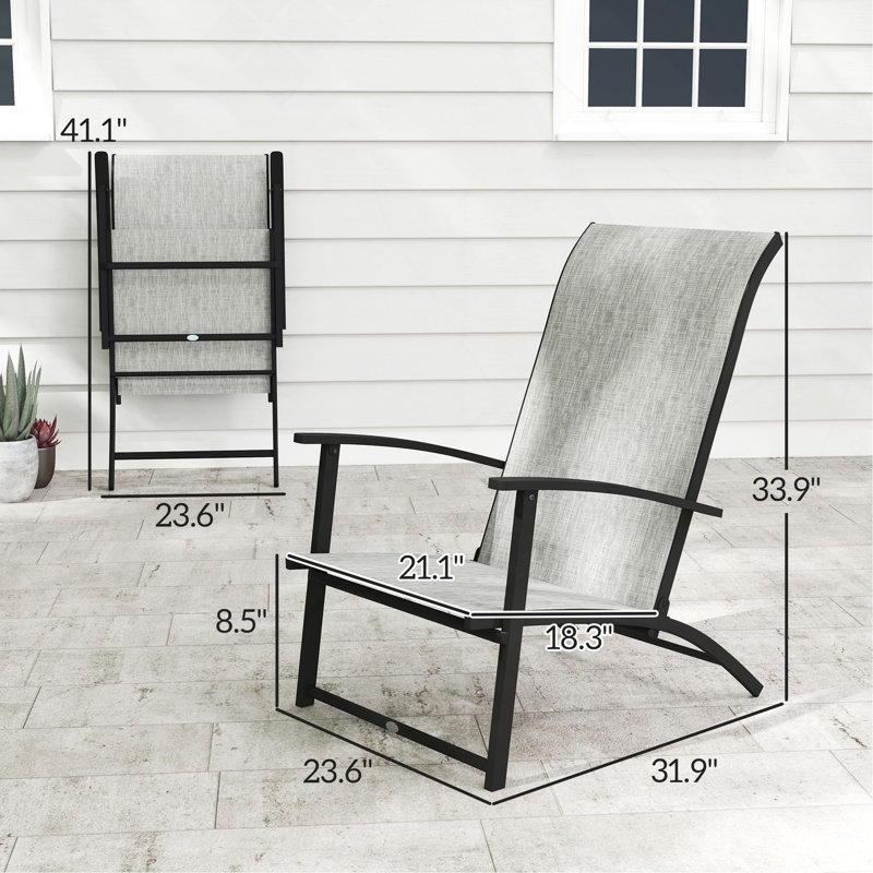 Ensemble de 2 chaises d'extérieur pliantes, Gris