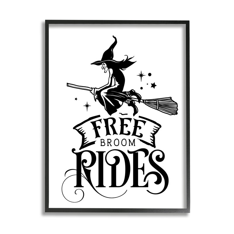 Free Broom Rides, H 20 po x l 16 po x P 1,5 po, Giclée encadrée noir minuit
