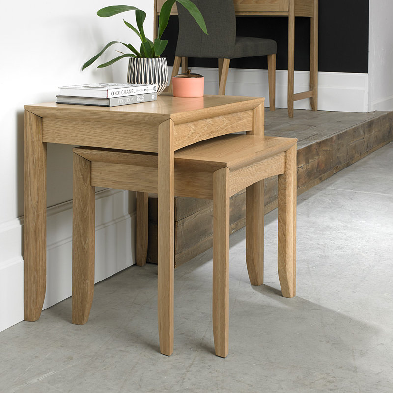 Izzie Solid Wood Nesting Tables, Oak, Oak