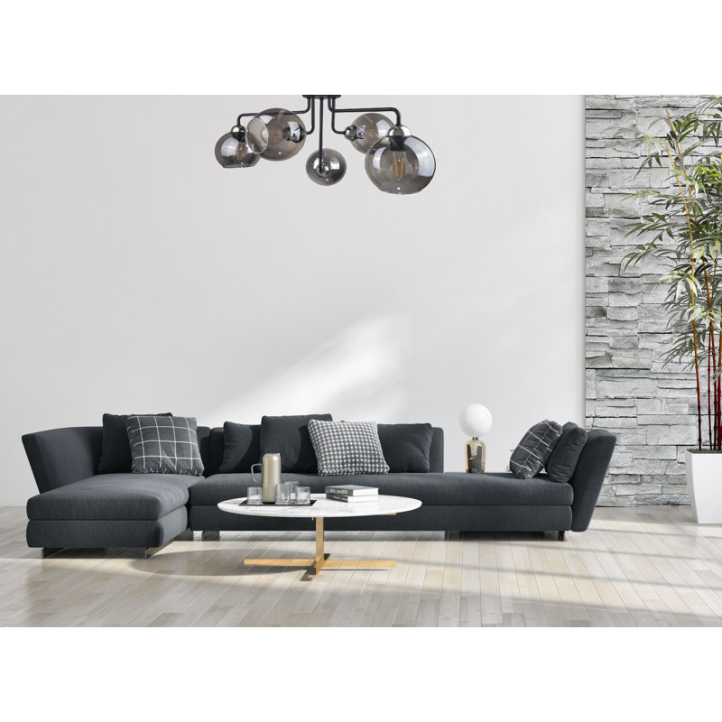 Corder Glass Semi Flush Mount, Black/Silver