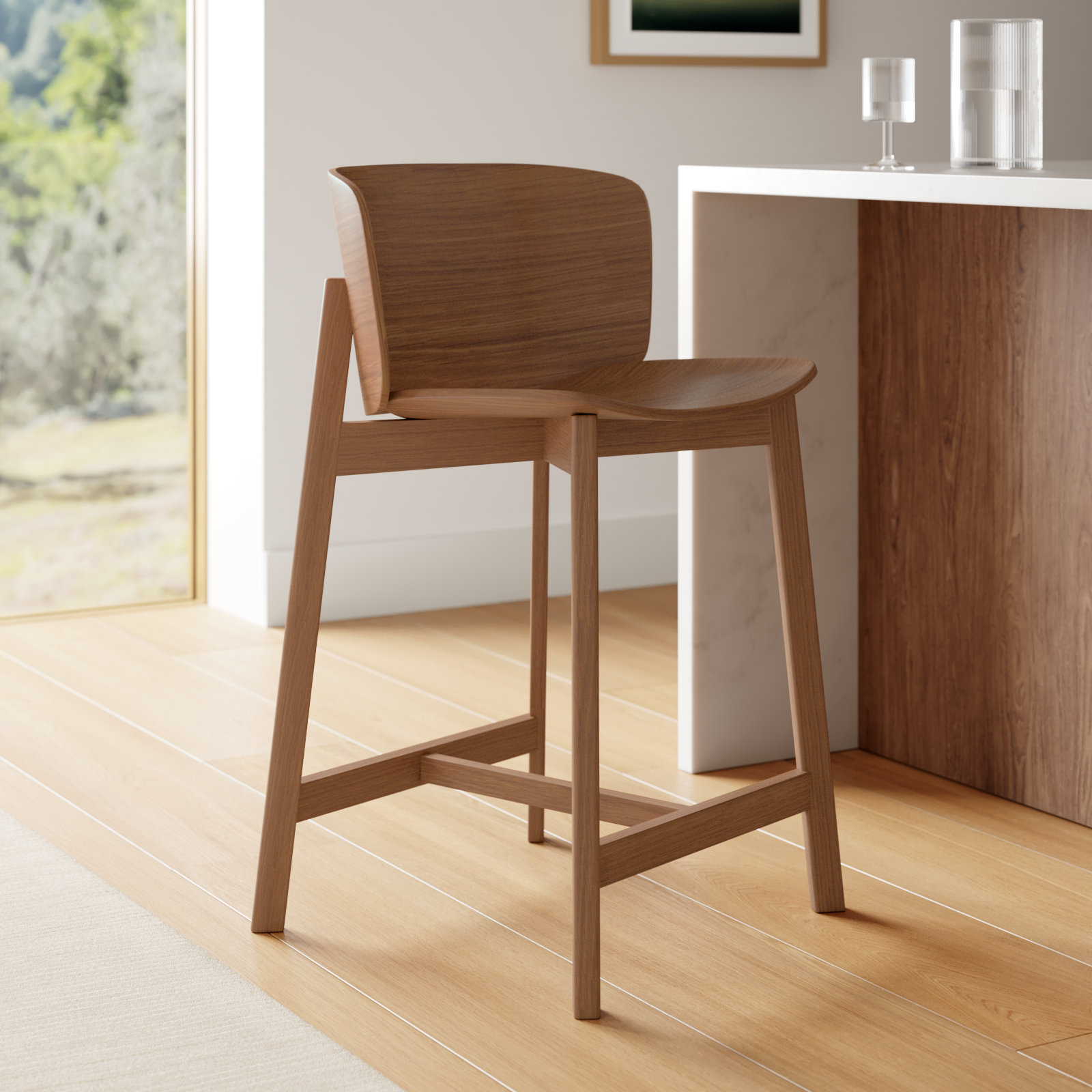 Buddy Stool, Counter Stool (26" Seat height), Walnut