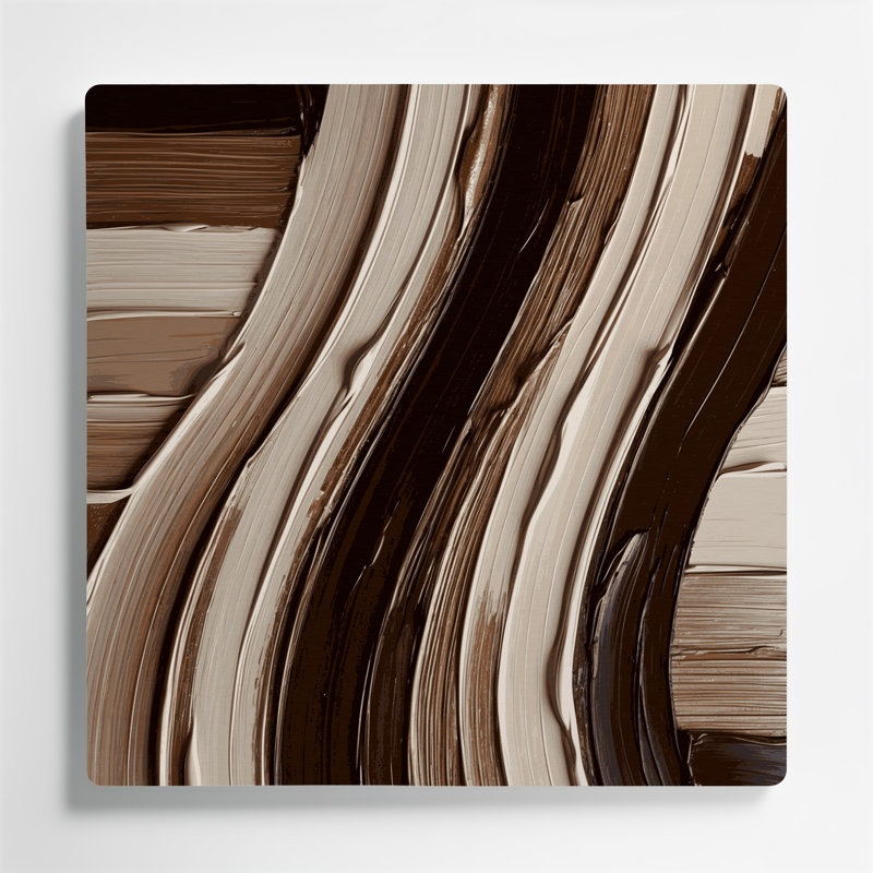 Diagonale rayures grises brun foncé, art mural en métal, H 12 po x l 12 po