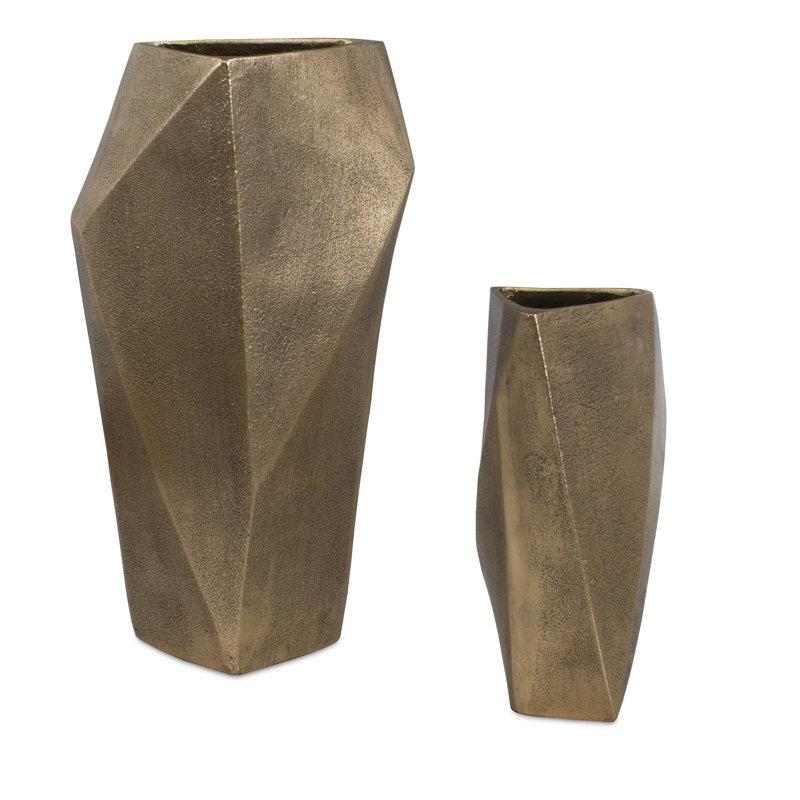 Uttermost Geoform Indoor-Outdoor Brass Vases