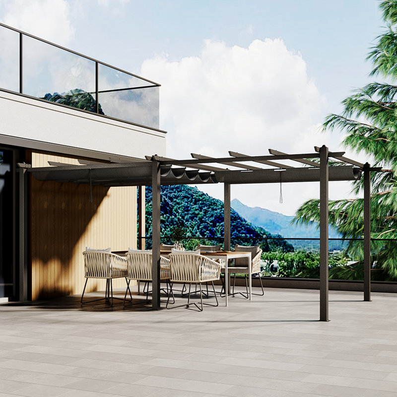 Dakota Fields 300cm D Polyester Cover Retractable Freestanding Awning, 228cm H x 600cm W x 300cm D