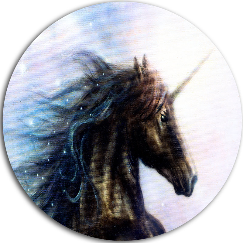 «Black Unicorn», impression, H 38 po x l 38 po x P 1 po, Métal