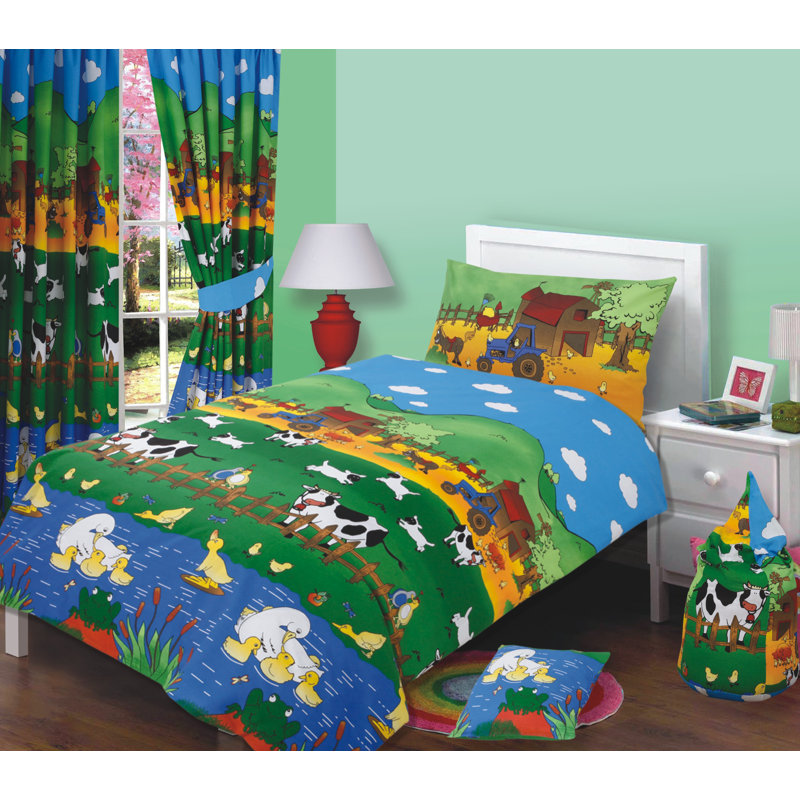 FARMYARD FRIENDS Devore Duvet Cover Set, Single Duvet Cover + 1 Standard Pillowcase