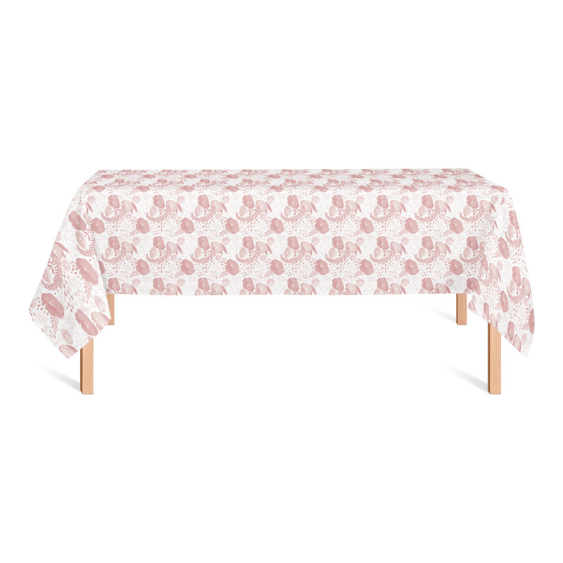 Simple Floral Blue 3 Tablecloth, Pink