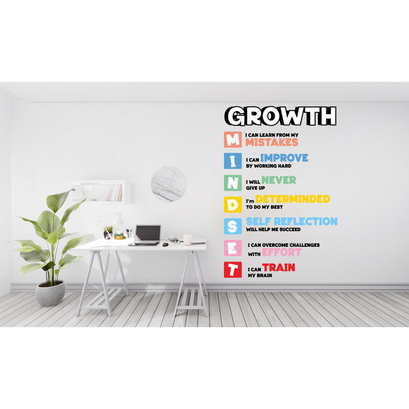 Décalcomanie murale croissance, décalcomanies murales en vinyle Mindset, décalque de nom de société, décor de bureau, autocollant mural entreprise 444RS