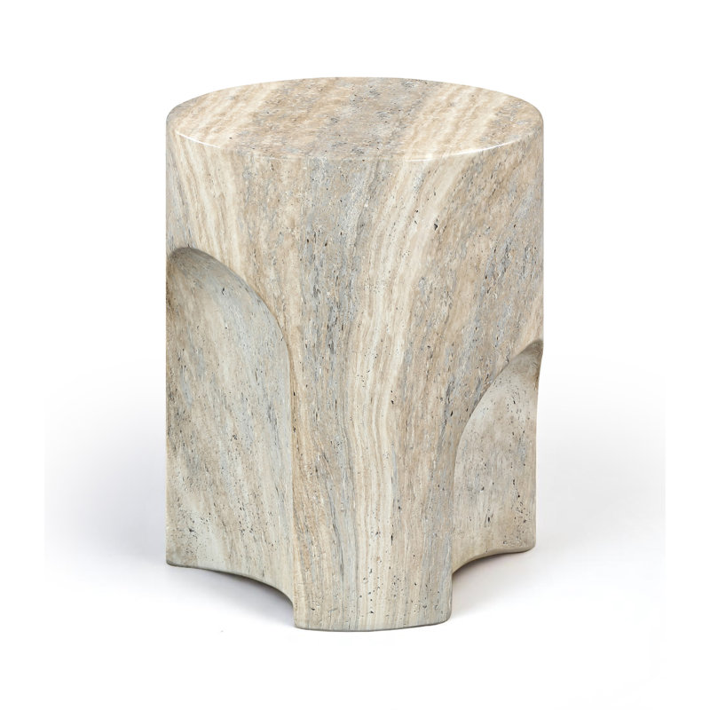 Table de bout intérieure / extérieure en béton et fibre de verre Olira, Travertin