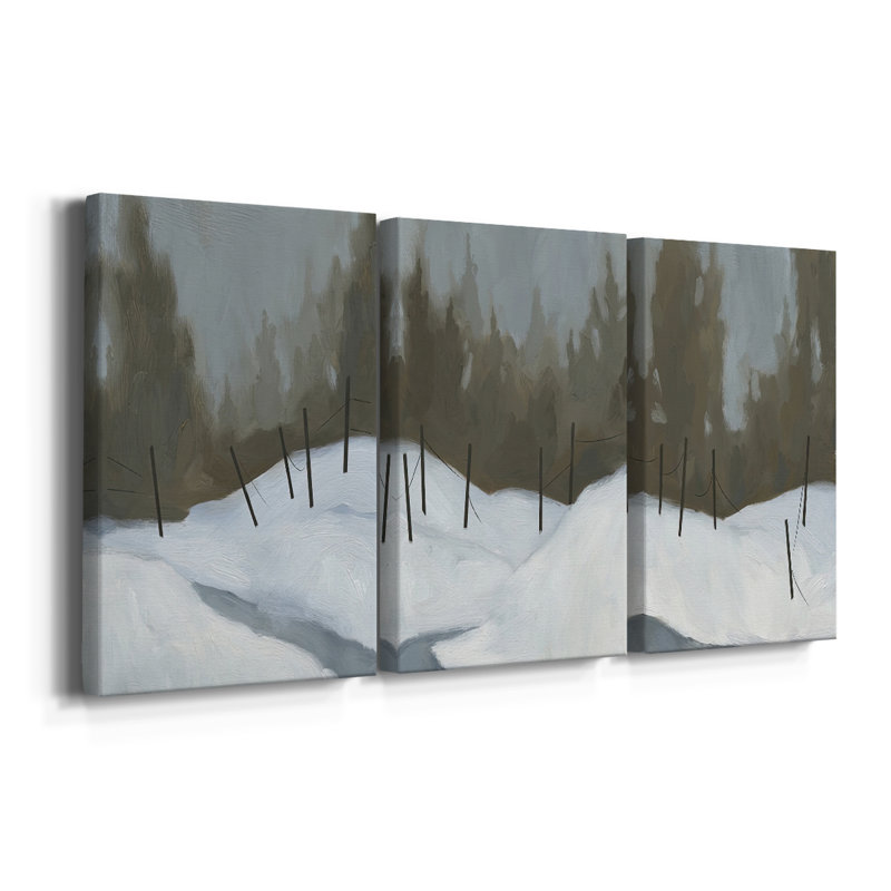 Deep Snow II - Toile tendue avec châssis sur mesure - 3 pièces, H 48 po x l 96 po