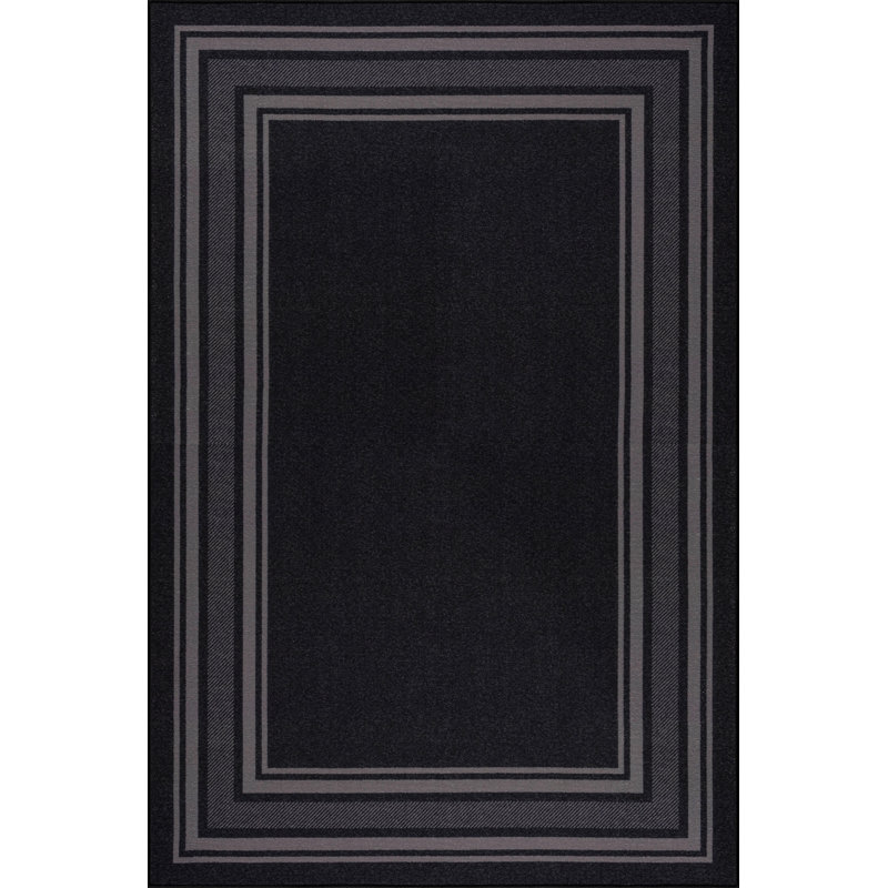 Raceland Black Non-Slip Area Rug, Rectangle 2' x 2'11"
