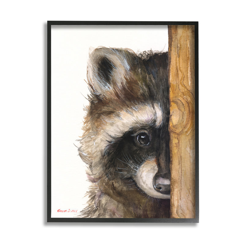 Raton laveur détaillé à la fourrure à la recherche d'un animal, illustration giclée, ensemble d'art texturé par George Dyachenko