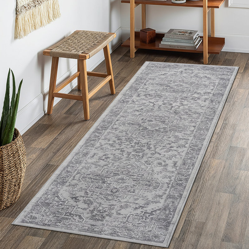 MARFI Collection Silver Oriental Doormat Rug, Rectangle 7'9" x 10'