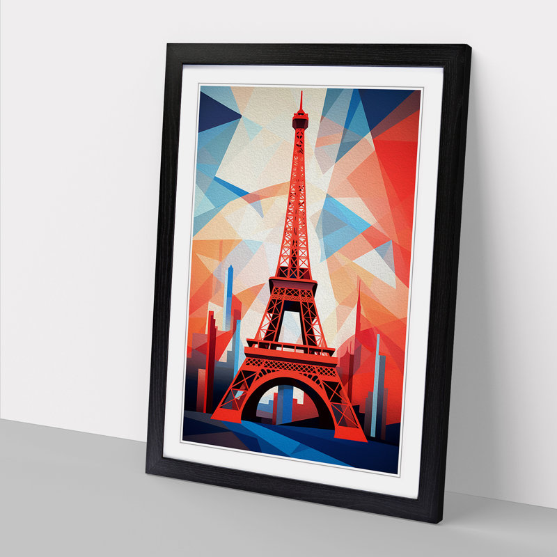 Eiffel Tower Constructivism No.3 - Single Picture Frame Print on Wood, Black Framed, 34cm H x 25cm W