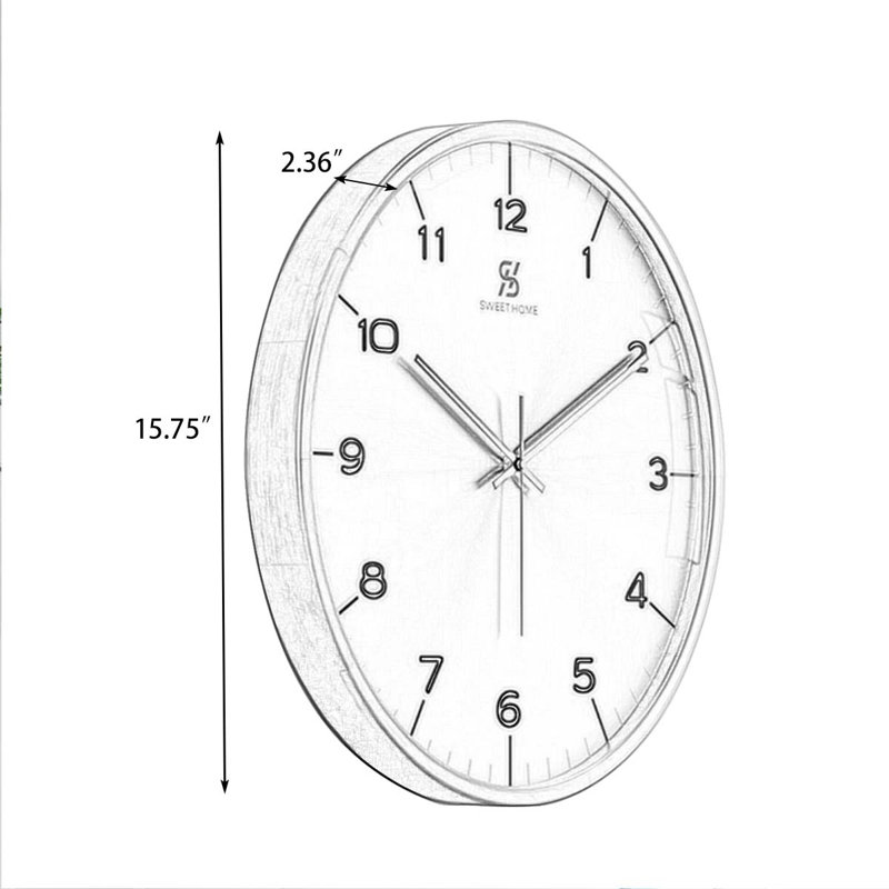 Horloges murales rondes en noyer, 15.75"H*15.75"W*2.36"D