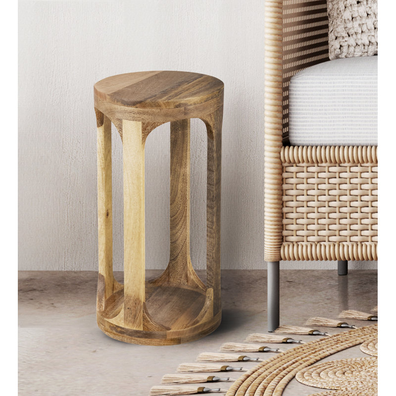 Chewelah Solid Wood End Table, Beige Wood, 20" H x 10" W x 10" D